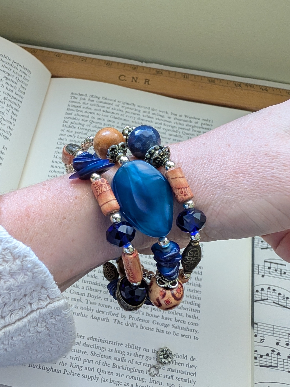 Blue Beaded Multi-Strand Bracelet